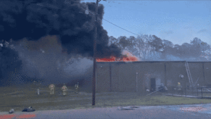 A fire that is burning in the sky.