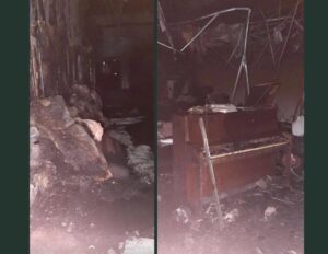 A couple of pictures showing the inside of an old house.