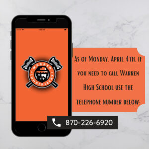 A phone with an advertisement for warren high school.