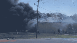 A fire that is burning in the sky.