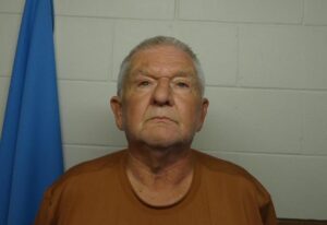 A man with gray hair and a brown shirt.