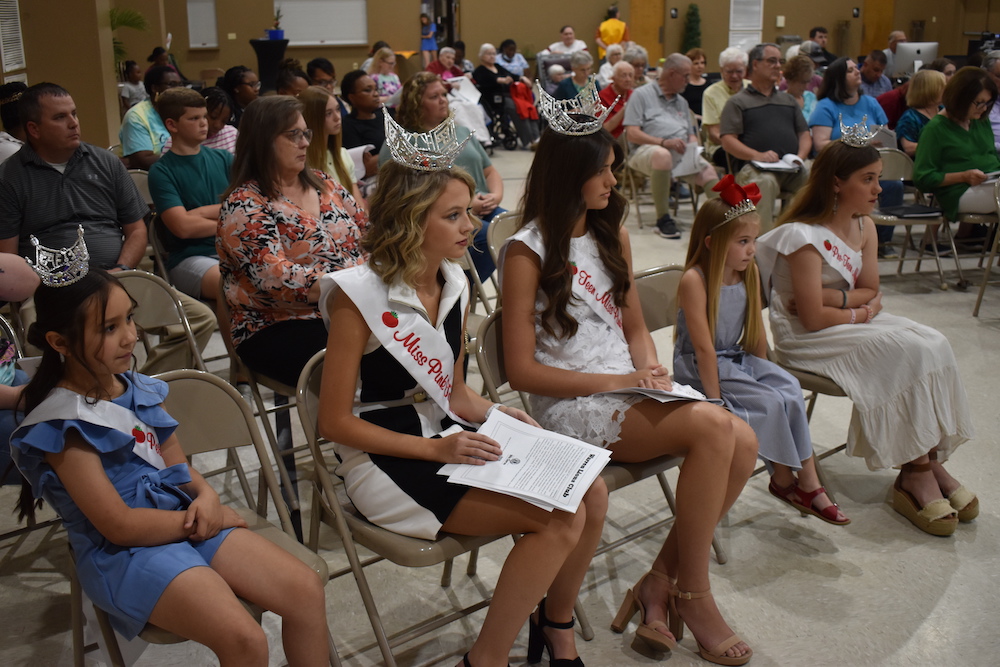 A group of people sitting in chairs at a gathering.