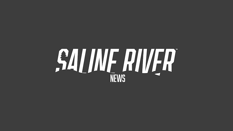 A black and white logo for saline river news.