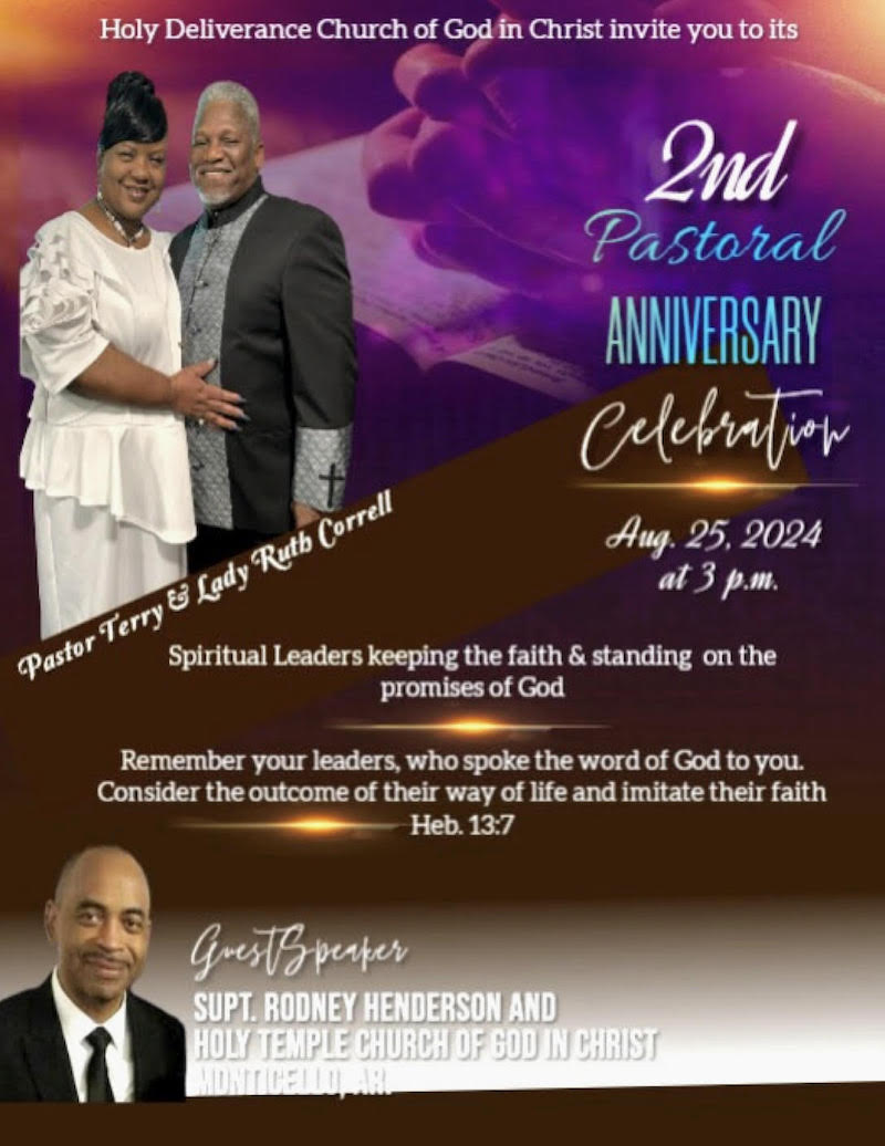 Holy Deliverance COGIC To Host 2nd Pastoral Anniversary Celebration August 25th