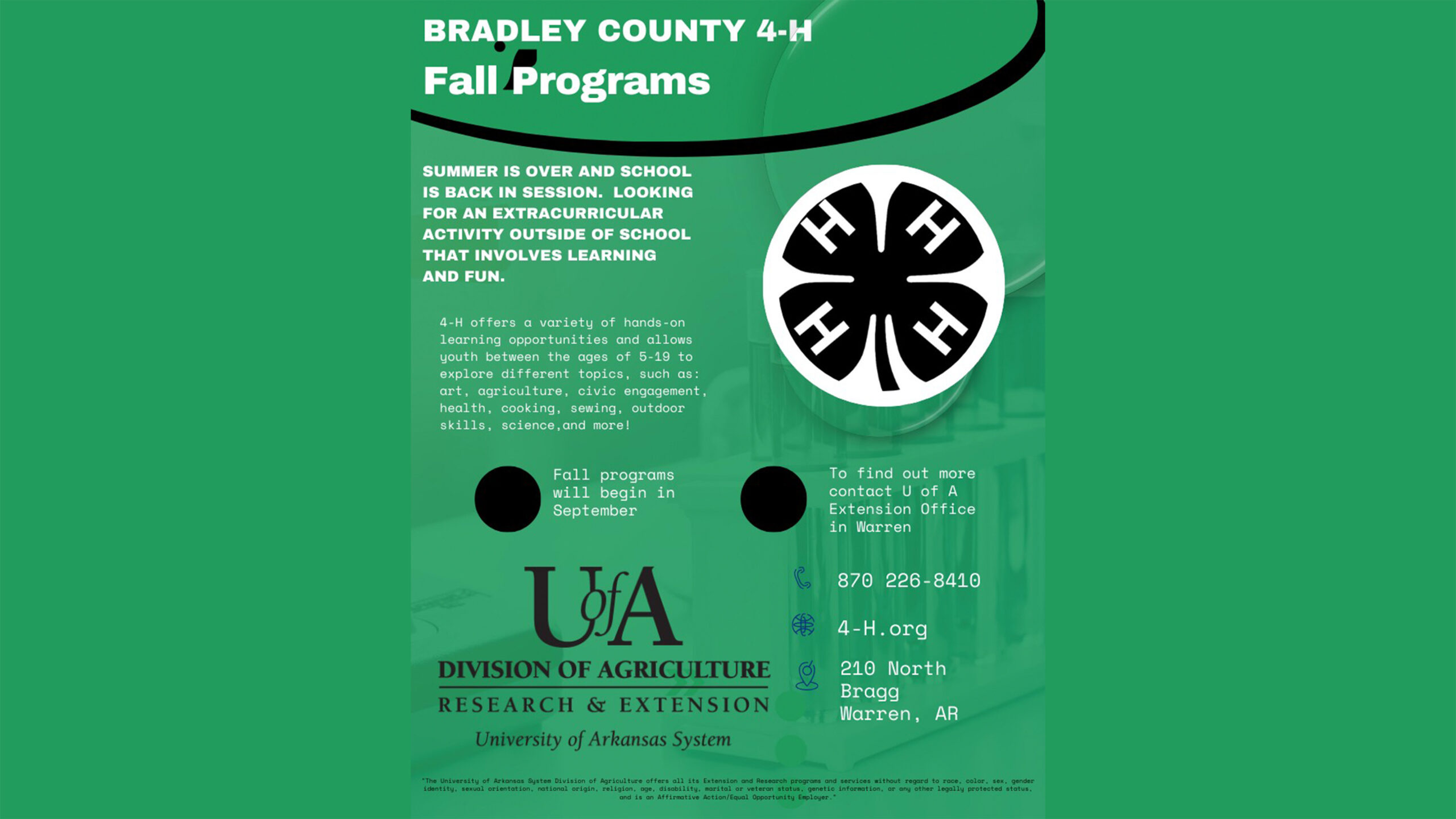 Bradley County 4-H Kicks Off Fall Programs in September