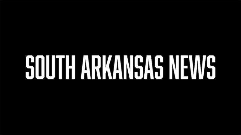 A black and white image of the south arkansas news logo.