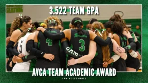 UAM Volleyball Receives AVCA Team Academic Award